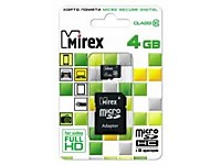 Накопитель Flash microSDHC 4Gb Class10+SD адаптер Mirex